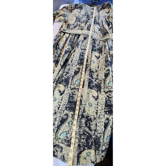 Free People Printed Maxi Duster Women's Oversize Medium Pockets Black/Tan New - Picture 9 of 13